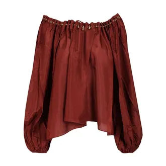 Zimmermann Aster Silk Ruffle Blouse - female - Zimmermann - Blouses - Red - XS - Blouses & Shirts