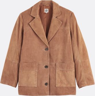 La Redoute Collections Recht gesneden jasje met reverskraag van geitenleer