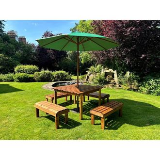 Charles Taylor Trading Knights Eight Seater Garden Furniture Table Set - Fully Assembled in Light Brown