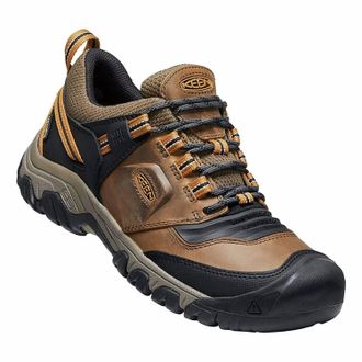 Keen Mens Ridge Flex Waterproof Hiking Sneakers In Bison/golden Brown