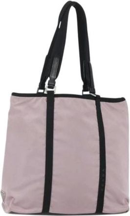 Prada Pre-owned Tote Bags, female, Pink, Size: ONE SIZE Pre-owned Nylon Tote Bag