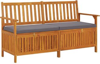 vidaXL Vidaxl - Banco De Almacenaje Con Coj&iacute;n Madera Maciza De Acacia 148 Cm