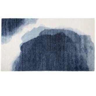 Maisons du monde Alfombra estampada azul y crudo 90x150 cm