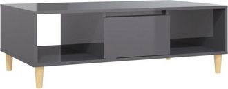 vidaXL Vidaxl - Coffee Table High Gloss Grey 103.5x60x35 cm Engineered Wood