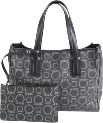 Ferragamo Pre-owned Tote Bags, female, Black, Size: ONE SIZE Pre-owned Canvas Shoulder Bag