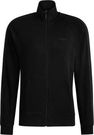 HUGO BOSS TAPE TONAL LOGO FULL ZIP TOP BLACK