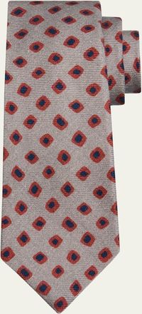 Kiton Mens Abstract-Print Silk 7-Fold Tie