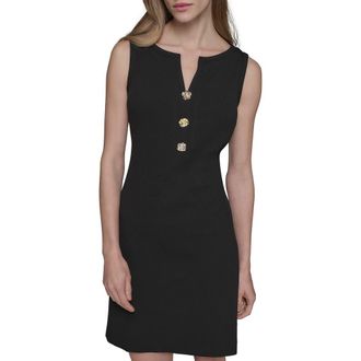 Karl Lagerfeld Flower Button Scuba Crepe Sheath Dress in Black at Nordstrom, Size 12