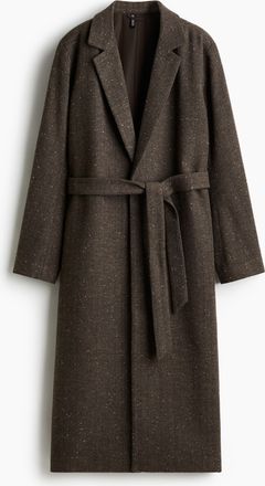 H&M Angerauter Twillmantel mit Bindeg&uuml;rtel - Brown