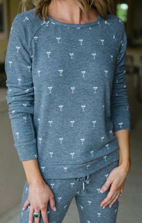 PJ Salvage Peachy Party Long Sleeve Tee In Smoke