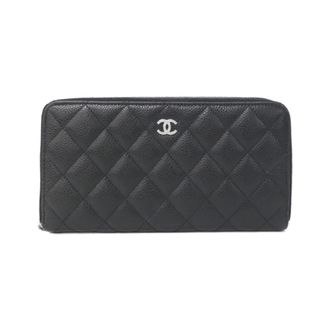 Chanel Black Bordeaux Grained Calfskin Long Wallet (Bi-Fold) (Pre-Owned)
