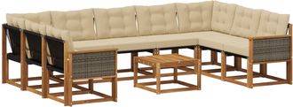 vidaXL Conjunto De Sof&aacute;s De Exterior 10 Uds. Natural Y Beige Vidaxl