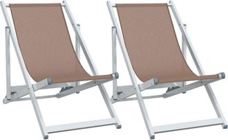 vidaXL Vidaxl - Sillas De Playa Plegables 2 Uds Aluminio Y Textilene Marr&oacute;n
