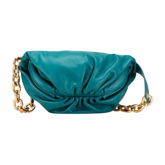 Bottega Veneta Pre-owned Chain Accent Leather Handbag - Dames - Pre-owned - Blauw - Maat: ONE Size Leer