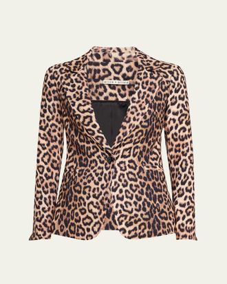 Alice & Olivia Macey Leopard Fitted Blazer