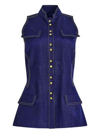 Rosie Assoulin ridged buttoned vest - Blauw