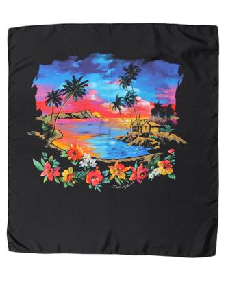 Dolce & Gabbana Black Tropical Sunset Square Foulard Womens Scarf