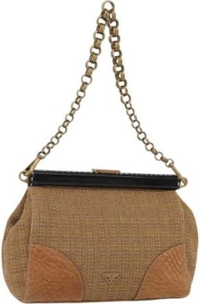Prada Pre-owned Shoulder Bags, female, Brown, Size: ONE SIZE Pre-owned Canvas Shoulder Bag