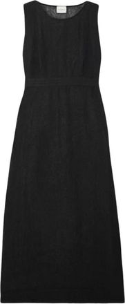 Le Kasha Zwarte Linnen Cover Up Jurk - Dames - Casual kleedjes - Zwart - M/L - Linnen - Kleedjes
