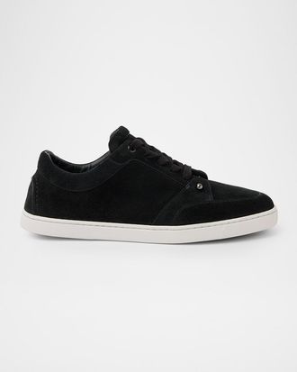 Christian Louboutin Men & apos;s Chambelisneak Collar-Pin Suede Low-Top Sneakers