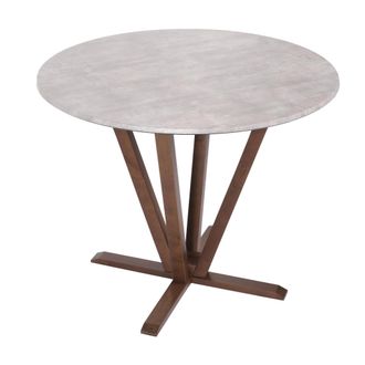 Hhg [nunca Usado] Mesa Bistro Hhg-991, Mesa De Comedor, Madera Maciza Laminada Hpl Melamina &Oslash;92cm, Aspecto Hormig&oacute;n, Marco Marr&oacute;n