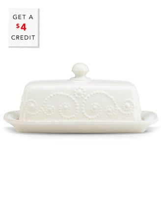 Lenox French Perle White Covered Butter Dish