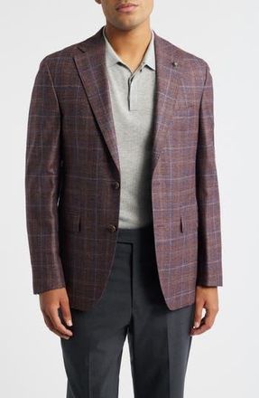 Jack Victor McAllen Red Plaid Soft Constructed Wool & Silk Blend Sport Coat in Mauve at Nordstrom Rack, Size 40