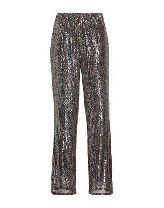 8 by YOOX STRIPED SEQUINS STRAIGHT LEG PANTS