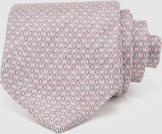 Reiss Soft Pink Silk Micro Geometric-print Tie