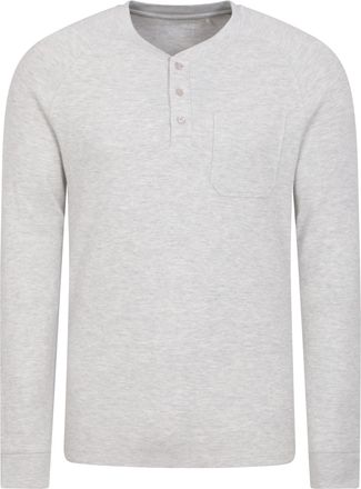 Mountain Warehouse Selby Mens Waffle Henley Tee - Cotton Lightweight Shirt - Autumn Winter Walking & Outdoors Beige XXS