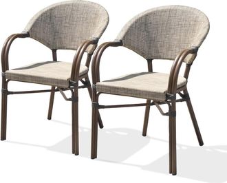 DCB Garden Lote de 2 sillones de jardín de aluminio y lona plástico