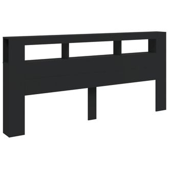 Berkfield Home LED Headboard Black 220x18.5x103.5 cm Engineered Wood