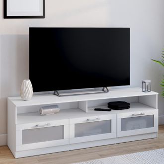 IDMarket Mueble Tv Vito 140 Cm Blanco Puertas Esmeriladas
