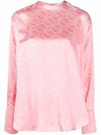 Stella McCartney geometric-pattern long-sleeved blouse - women - Viscose - 40 - Pink