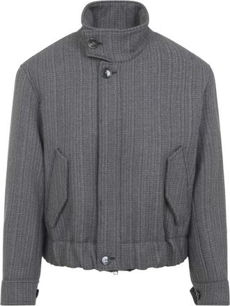 Ami Herringbone Grey Wool Blend Harrington Jacket