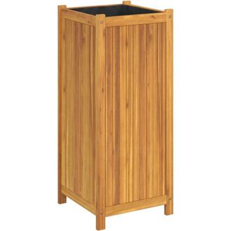 vidaXL Jardinera Con Forro Madera Maciza De Acacia 42x42x100 Cm Vidaxl