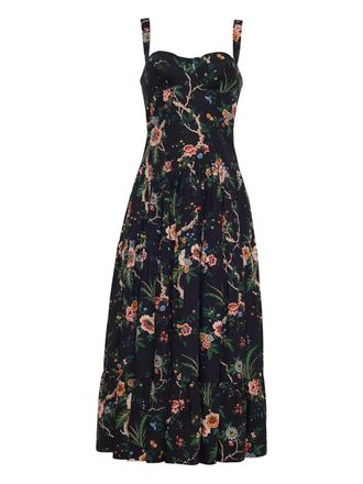Cara Cara floral-print tiered dress - women - Cotton - 0 - Black