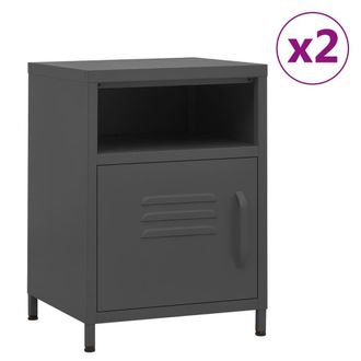 Berkfield Home Nightstands 2 pcs Anthracite 35x35x51 cm Steel | Size: 35 x 35 x 51 cm