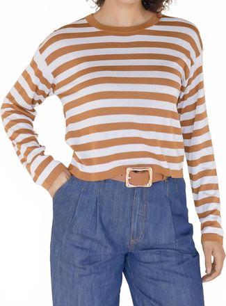 Velvet Heart Rumi Stripe Cropped Long Sleeve Tee In Cinnamon
