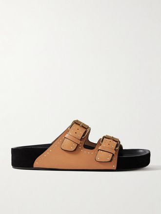 Isabel Marant Slide In Pelle Con Borchie Lennyo - Marrone