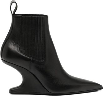 Rick Owens Zwarte Scherpe Enkellaarzen - Dames - Sleehakken - Zwart - 38 EU - Schoenen