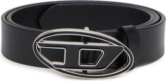 Diesel 2.4cm leather belt with enamelled Oval D buckle - Belts - Woman - Black