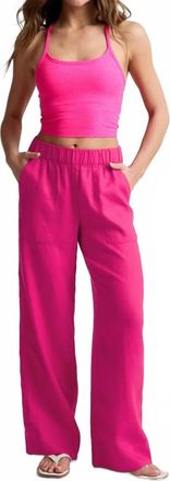 Beyond Yoga Linen Easy Pant In Pink Glow
