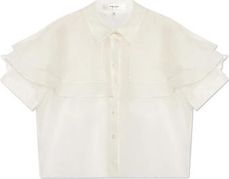 Frame Denim Organza Cape Top - Dames - Blouses - Beige - L - Organza - Overhemden