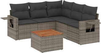vidaXL Vidaxl - Set De Muebles De Jard&iacute;n 6 Pzas Y Cojines Rat&aacute;n Sint&eacute;tico Gris