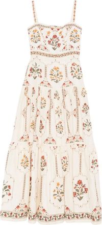 Agua Bendita Maxi Dresses, female, Multicolor, Size: S Dress made of linen Straps Floral pattern Wide flared skirt Multi Made in Colombia Composition: 100% linen