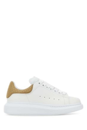 Alexander McQueen Alexander Mcqueen White Leather Sneakers With Beige Leather Heel