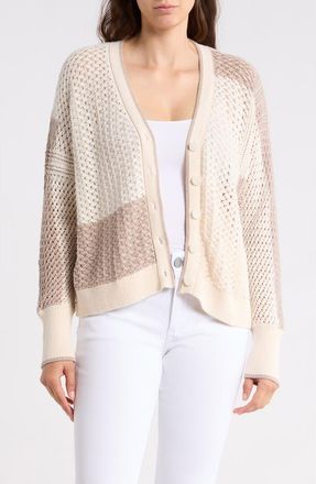 Splendid Addy Colorblock Cotton Cardigan in Beige/Multi at Nordstrom Rack, Size X-Large