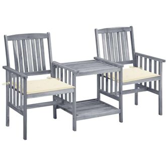 vidaXL Sillas De Jard&iacute;n Con Mesita Y Cojines Madera Maciza Acacia Vidaxl