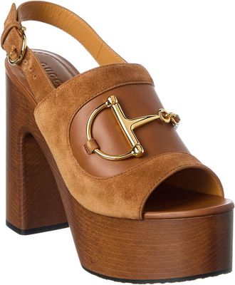 Gucci Horsebit Suede & Leather Platform Sandal